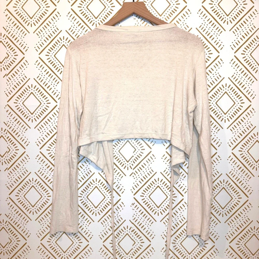 OZMA Dance Wrap Top 100% Silk Noil XL Cropped Balletcore Earthy Boho Cottagecore - Picture 6 of 11